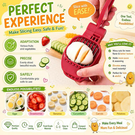 JAYVAR Large Egg Slicer for Hard Boiled Eggs, Egg Cutter with Thick and Sturdy Blade, Boiled Eggs Slicer with Long Handle, Stainless Steel Strawberry Slicers for EggChopper, Sturdy Easy to Clean Use