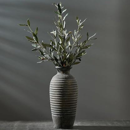 Emotionally Grounded Vase, Vaseking Large Ceramic Rustic Vase, 14.4 inch Minimalist Threaded Decorative Farmhouse Tall Vases for Home Decor, Living Room, Enterway, Table Decoration, Bronze
