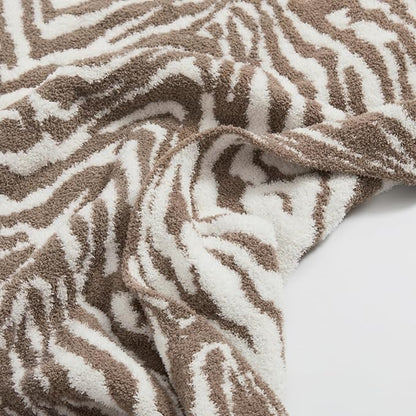 Zebra Throw Blanket 50x70 Beige Fuzzy Fleece Blankets for Couch Bed or Sofa, Soft Fluffy Cozy Thick Warm Blanket for Women, All Seasons