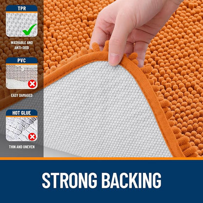 OLANLY Large Bathroom Rugs 40x24, Extra Soft Absorbent Chenille Bath Rugs, Rubber Backing Quick Dry, Machine Washable Bath Mats for Bathroom Floor, Tub and Shower, Home Decor Accessories, Clay