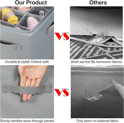 TOPIA HOME Shoe Organizer for Closet 2 Pack, Foldable Shoe Box with Adjustable Dividers and Clear Cover, Space Saving Shoe Storage Organizer Cabinet with Reinforced Handles, Fits 40 Pairs, Gray, TP11G