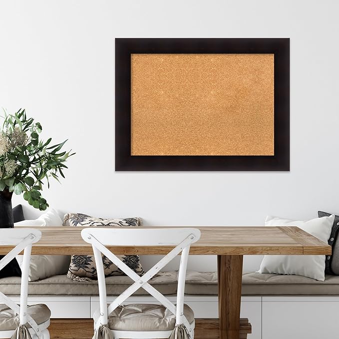 Amanti Art Natural Cork Board for Wall, 26x34 Vision Board with Brown Wood Frame, Medium Corkboard Office Decor for Home Organization, Rustic Farmhouse Corkboard Pinboard to display items for home