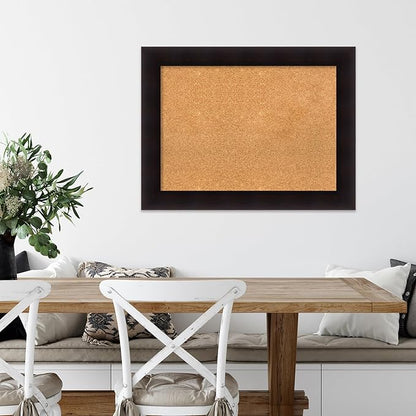 Amanti Art Natural Cork Board for Wall, 26x34 Vision Board with Brown Wood Frame, Medium Corkboard Office Decor for Home Organization, Rustic Farmhouse Corkboard Pinboard to display items for home