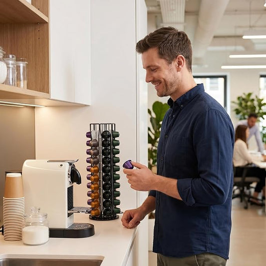 Coffee Pod Holder for Nespresso OriginalLine, Coffee Pod Storage Organizer 360 Degree Rotatable Capsules Carousel for Nespresso, for Home Bar Countertop (60 pods)