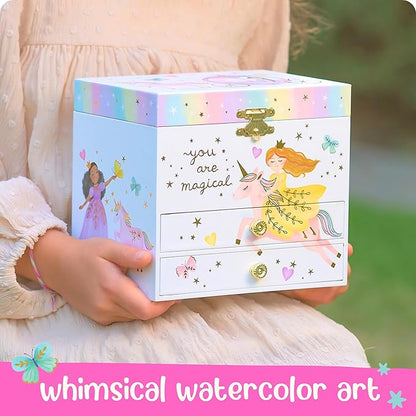 Musical Princess Jewelry Box for Girls - Kids Music Box with Spinning Princess, Princess Birthday Gifts for Little Girls, Jewelry Boxes, 6.8 x 5.3 x 6 in - Ages 3-10