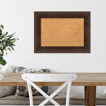 Amanti Art Natural Cork Board for Wall, 17x23 Vision Board with Brown Wood Frame, Small Corkboard Office Decor for Home Organization, Casual Corkboard Pinboard to Display Items for Home Organization