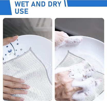 Aidoclip 30pcs Set Non-Scratch Steel Wool Dishcloth - Multi-Use Kitchen Scrubbers, Durable Cleaning Pads for Wet & Dry Use White