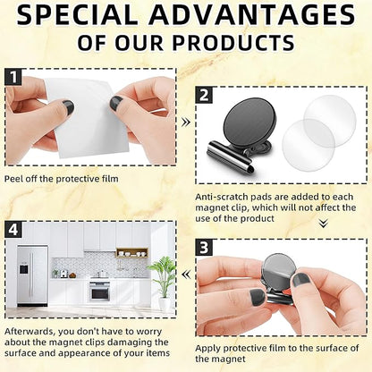 Grtard 6 Pack Magnetic Clips Heavy Duty, Magnet Clips for Fridge, Refrigerator Magnets, Strong Magnetic Clip,Scratch Free Magnets with Clip for Refrigerator, Whiteboard, Classroom, Locker(Black)