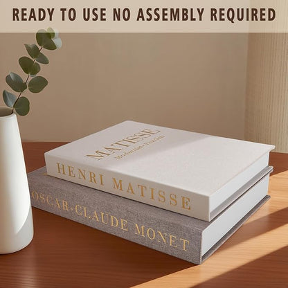 Decorative Books,Coffee Table Decor with Linen Coffee Table White Books Stack Bookshelf Home Decor, Fake Book Double as Libros Decorativos and Photo Storage