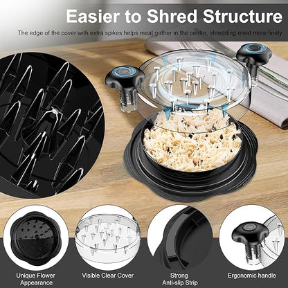 SURETIVIAN Chicken Shredder Tool Twist Large Chicken Breast Shredder with Brush&Fork, Visible Meat Shredder Machine, Strong Anti-Slip Strip, Ergonomic Handle, BPA Free, Suitable for Pork Beef Chicken