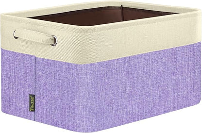 BALEINE 1 Pack Fabric Storage Bins for Shelves, Linen Storage Baskets for Organizing, Decorative Closet Bins for Clothes, Home (Lavender, 15''x11''x9.5'')