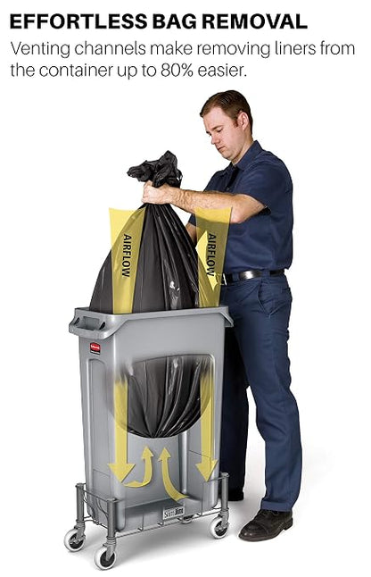 Rubbermaid Commercial Products Slim Jim Trash/Garbage Can with Venting Channels, 23-Gallon, Blue, for Kitchen/Office/Workspace, Pack of 4