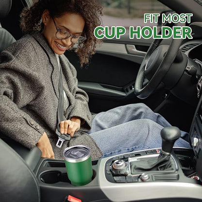 30 oz Tumbler with Lid Stainless Steel Tumblers Vacuum Insulated Cup Reusable Powder Coated Travel Mug Double Wall Leak Proof Portable Cups Keep Cold Drinks for 12 Hours, Dark Green, 1 Pack