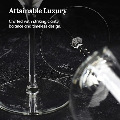 Libbey Signature White Wine Glasses Set of 4, Seamless Long Stem Wine Glasses for Wines and Cocktails, Tasteful Wine Glass Set for All Occasions.