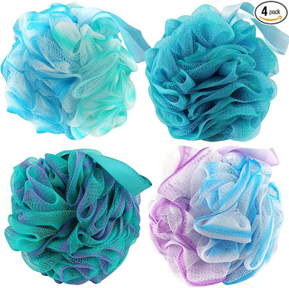 Chuya Bath Loofahs Sponges 80g XL Size,4 Pack Shower Sponge Exfoliating Cleaning Bath Loofa Body Scrubber Balls for Family Washing