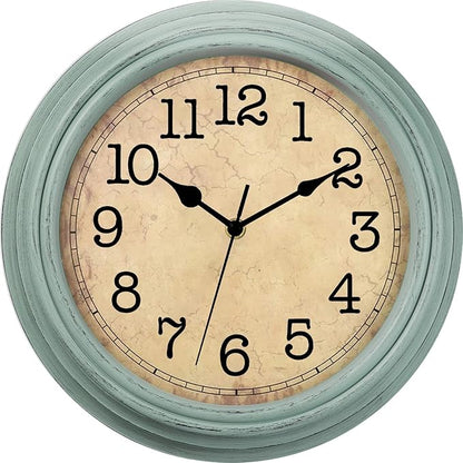 12 Inch Wall Clock, Silent Non-Ticking Decorative Battery Operated Easy to Read for Kitchen Living Room, Bathroom, Bedroom, Office