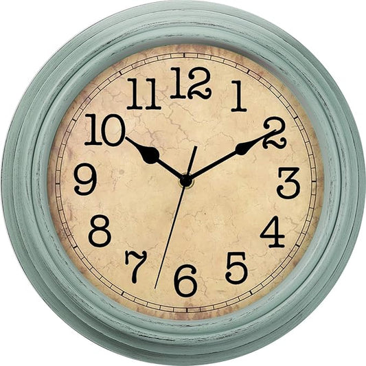 12 Inch Wall Clock, Silent Non-Ticking Decorative Battery Operated Easy to Read for Kitchen Living Room, Bathroom, Bedroom, Office