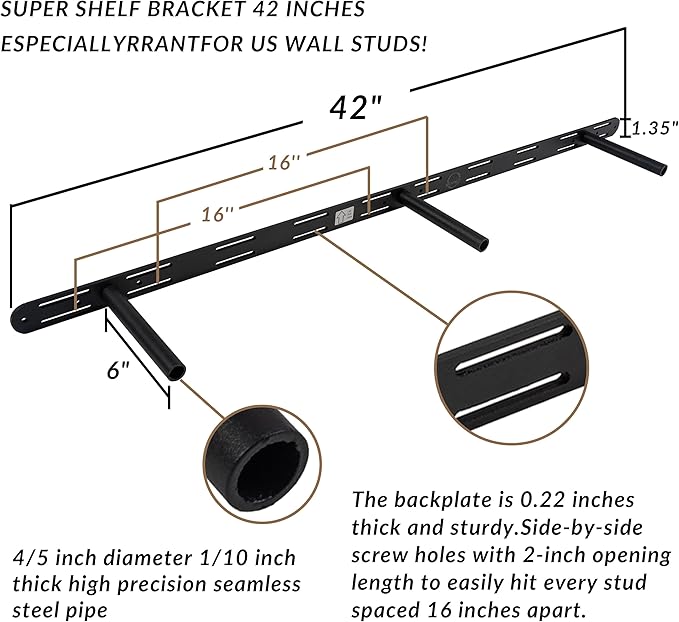 Floating Shelves 48 inch Long 8 "deep Set of 2, Heavy Duty Wood Wall Mounted Shelves for Bathroom Living Room Kitchen,Book Shelves with Thickened Hidden Bracket-Distressed Walnut