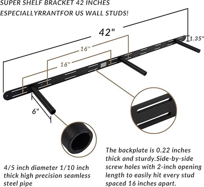 Floating Shelves 48 inch Long 8 "deep Set of 2, Heavy Duty Wood Wall Mounted Shelves for Bathroom Living Room Kitchen,Book Shelves with Thickened Hidden Bracket-Distressed Walnut