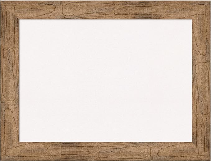 Amanti Art White Cork Board for Wall, 26x34 Vision Board with Brown Wood Frame, Medium Corkboard Office Decor for Home Organization, Rustic Farmhouse Corkboard Pinboard to display items for home