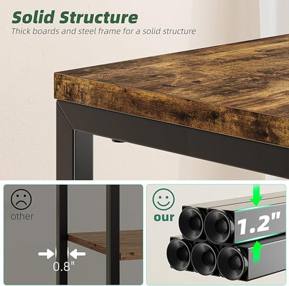 Simple Trending 3 Tier Side Table, End Table Night Stand Sofa Table Shelf for Living Room, Rustic Brown