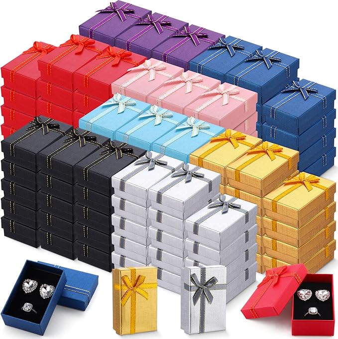 Ecally Small Cardboard Jewelry Gift Boxes 2 x 3.1 x 1.1 Inches Earring Boxes for Jewelry Gift Rings Earring Necklaces