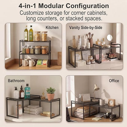 Set of 2 Cabinet Organizers 12.6''W 44 LBS Load Capacity Heavy Duty Kitchen Pantry Shelves Counter Countertop Storage Racks
