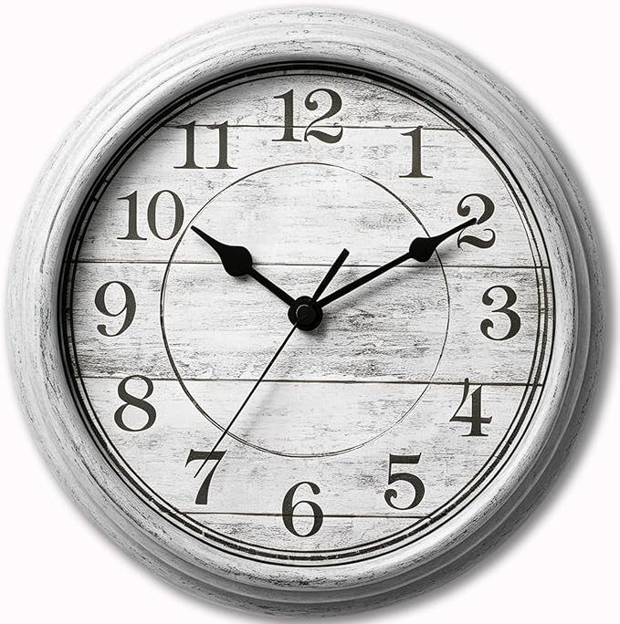 Wall Clock, 9 Inch Silent Wall Clocks Battery Operated, Decorative Clocks for Kitchen Living Room, Bedroom (Gray)