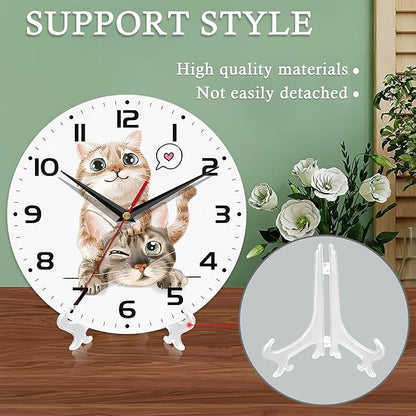 Wall Clock for Bathroom,Funny Cats Wall Clocks Silent Non-Ticking Battery Operated Clock 10 Inch,Wall Clocks Decorative for Living Room,Kitchen,Office