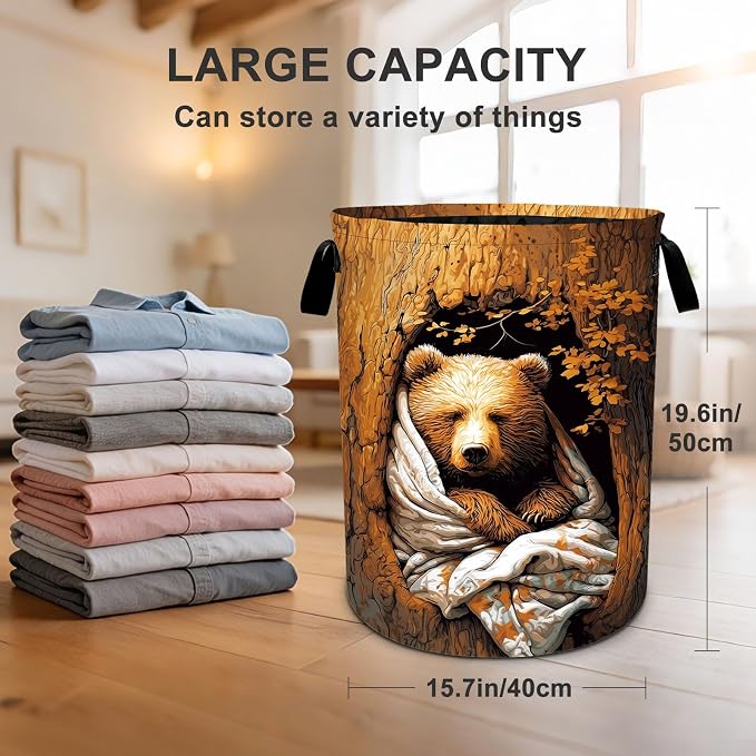 Fall Laundry Basket Waterproof Laundry Hamper Foldable Laundry Bag with Handles for Bedroom, Bathroom, Office, Clothes Storage