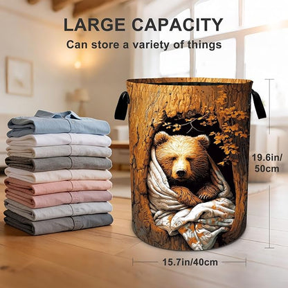 Fall Laundry Basket Waterproof Laundry Hamper Foldable Laundry Bag with Handles for Bedroom, Bathroom, Office, Clothes Storage