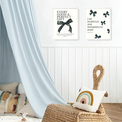 LARTSFRO Coquette Black Bow Bible Wall Art Decor Posters, Black Bow Room Bedroom Bathroom Dorm Wall Art Decor Aesthetic for Teen Girls Gifts, Inspirational Bible Verses Bow Wall Decor, 12x16 Inch Set of 4 Pcs Bow Pictures (UNFRAMED)