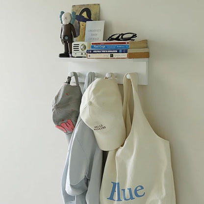 Entrance Coat Rack ，Coat Hooks, Wall-Mounted Wooden Hook Rack, Wall-Mounted Shelves are Very Suitable (White Color Finish—A-2)