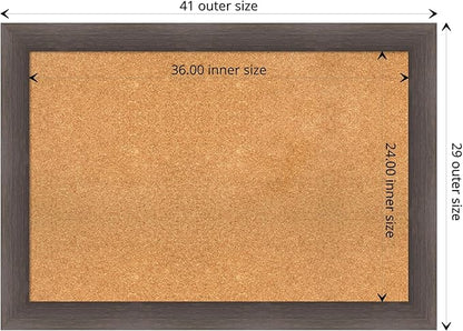 Amanti Art Natural Cork Board for Wall, 29x41 Vision Board with Brown Wood Frame, Large Corkboard Office Decor for Home Organization, Rustic Farmhouse Corkboard Pinboard to display items for home