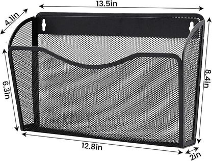 Gawerk 3 Pack Wall File Organizer, Mesh Wall File Pocket Mail Organizer Hanging Metal Vertical Wall Mounted File Holder for Office/Home
