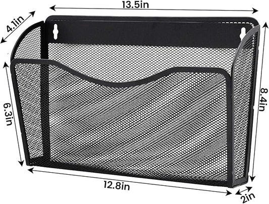 Gawerk 3 Pack Wall File Organizer, Mesh Wall File Pocket Mail Organizer Hanging Metal Vertical Wall Mounted File Holder for Office/Home