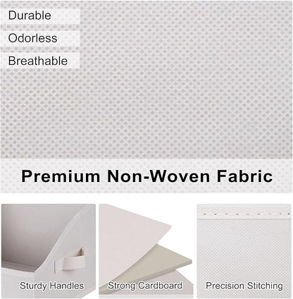 WUIKE 3 Pack Extra Large Closet Storage Bins with Handles, Fabric Trapezoid Storage Binsr for Organizing Clothes, Sheets, Blankets, White & Beige