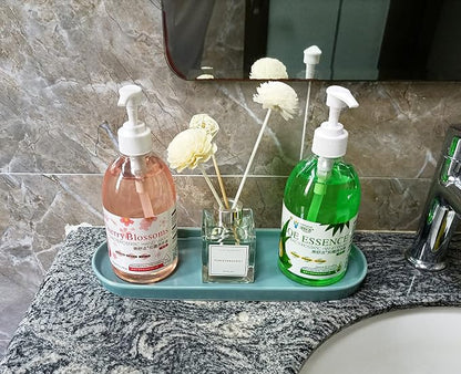Simple Style Ceramic Sink Tray - Bathroom and Kitchen Cosmetics Dish, Candle and Perfume Tray (Blue)