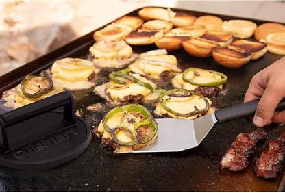 Cuisinart 6.5" Cast Iron Smashed Burger Press, Round Flat Edge Grill Press for Crispy Smash Burgers, Burger Tool for Grill and Griddle Accessories, for BBQs and Tailgates