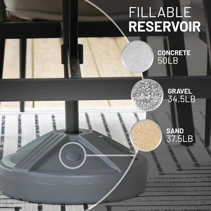 US Weight Durable 50 Pound Fillable Umbrella Base Designed to be Used with a Patio Table