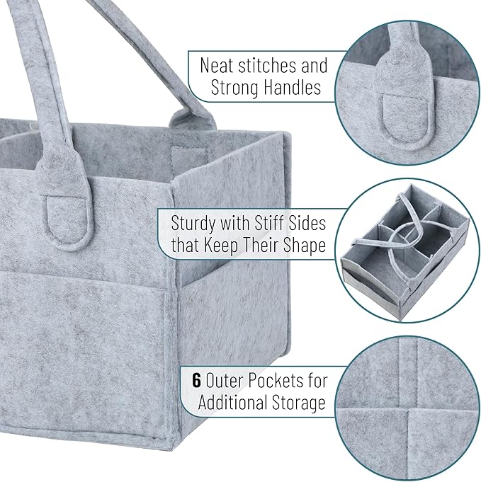 Mr. Pen- Baby Diaper Caddy Organizer, Gray, Large, Nursery Storage Bin and Car Organizer for Diapers and Baby Wipes