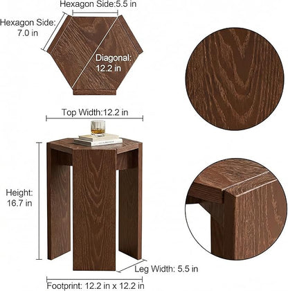 Solid Wood Nesting Coffee Table Set of 2 (2 Tables in 1 Box), Modern Modular End Table with Multiple Layouts, for Living Room Layout - Walnut Color - 12.2" L x 12.2" W x 16.7" H