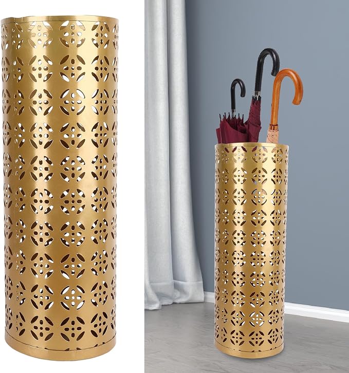 Round Umbrella Organizer Bin, Freestanding Metal Umbrella Holder Umbrella Stand Rack for Entryway, Canes Walking Sticks Holder Rain Collection for Home, Office (Large)