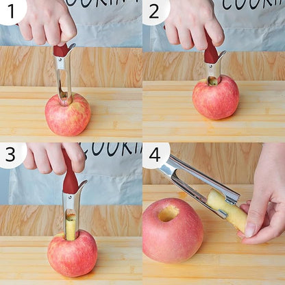 Asdirne Apple Slicer & Corer Set, Apple Cutter and Fruit Slicer with Sharp Stainless Steel Blades and Ergonomic Non-Slip Handles, Ideal for Cutting a Wide Range of Fruits, Red