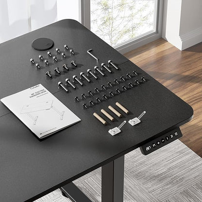 Electric Standing Desk Adjustable Height 48 x 24 Inch, Sit Stand Desk, Stand up Desk for Home Office, Computer Workstation (Spliced Desktop,Black)