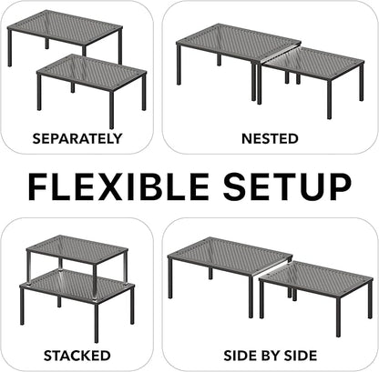 Simple Houseware Expandable Stackable Cabinet and Counter Shelf Organizer with Steel Surface, 9" D x 12.75" W x 5.9" H, Bronze