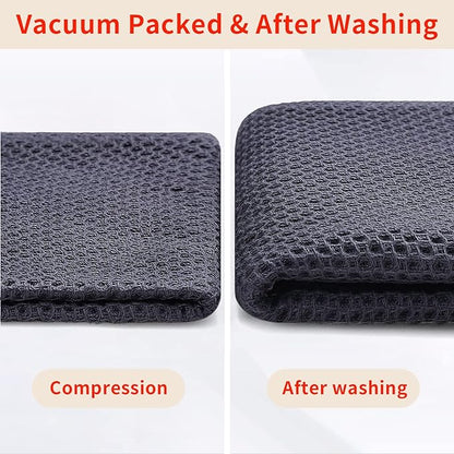 Homaxy 100% Cotton Waffle Weave Kitchen Dish Towels, Ultra Soft Absorbent Quick Drying Cleaning Towel, 13 x 28 Inches, 8-Pack, Dark Grey