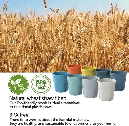 Homestockplus 8 Oz Wheat Straw Drinking Cups, [Set of 8] Small Plastic Cups Reusable, BPA Free Unbreakable Water Cups for Kitchen and Dining,Dishwasher and Microwave Safe