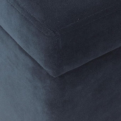 HomePop Large Upholstered Rectangular Storage Ottoman Bench with Hinged Lid, Navy