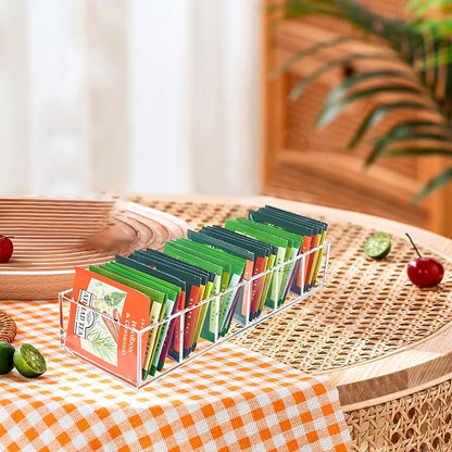 Tea Bag Organizer, Clear Tea Bag Holder with 6 Slot, Tea Packet Storage for Countertop, Drawer, Kitchen, Pantry, Cabinet